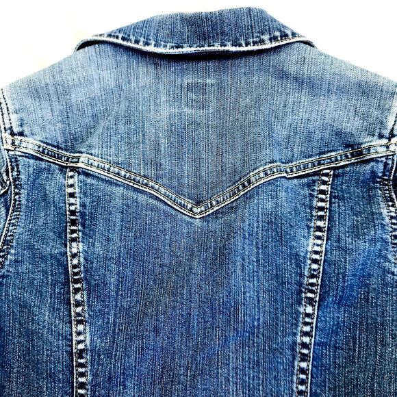 Gap Vintage Denim Jean Jacket Blue Women XS Youth Distressed Farm Hippy Festival - Picture 6 of 12